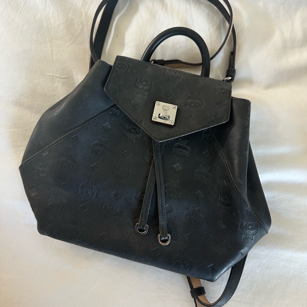 MCM Embossed Leather Essential Small Backpack